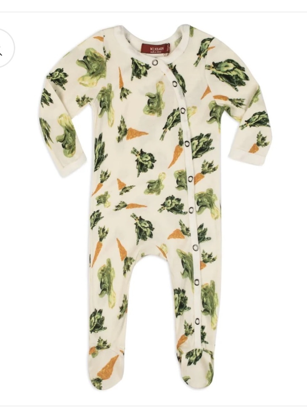 Milkbarn Fresh Veggies Organic Cotton Snap Footed Romper 0-3M